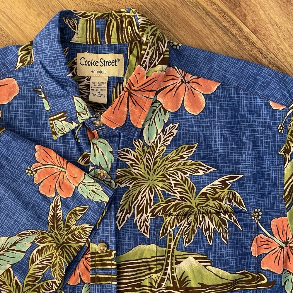 Vintage Cooke Street Honolulu Shirt Mens Medium Floral Hawaiian Aloha Summer 90s